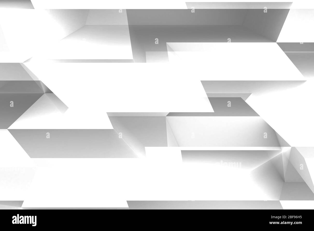 Abstrakter weißer geometrischer Hintergrund, parametrisches digitales Muster, 3d-Rendering-Illustration Stockfoto