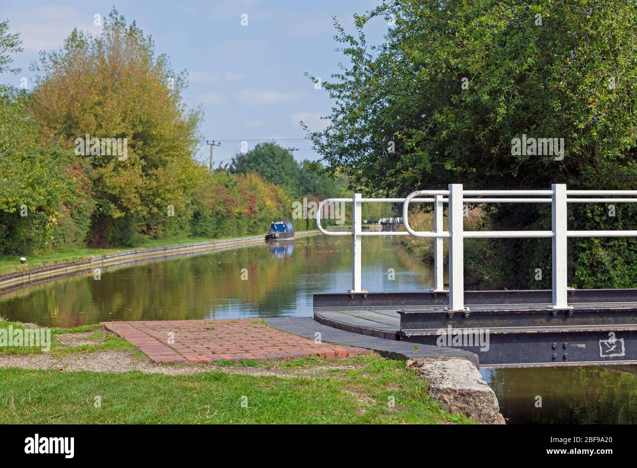England, Buckinghamshire, in der Nähe von Cheddington, Swing Bridge am Grand Union Canal (Detail) Stockfoto