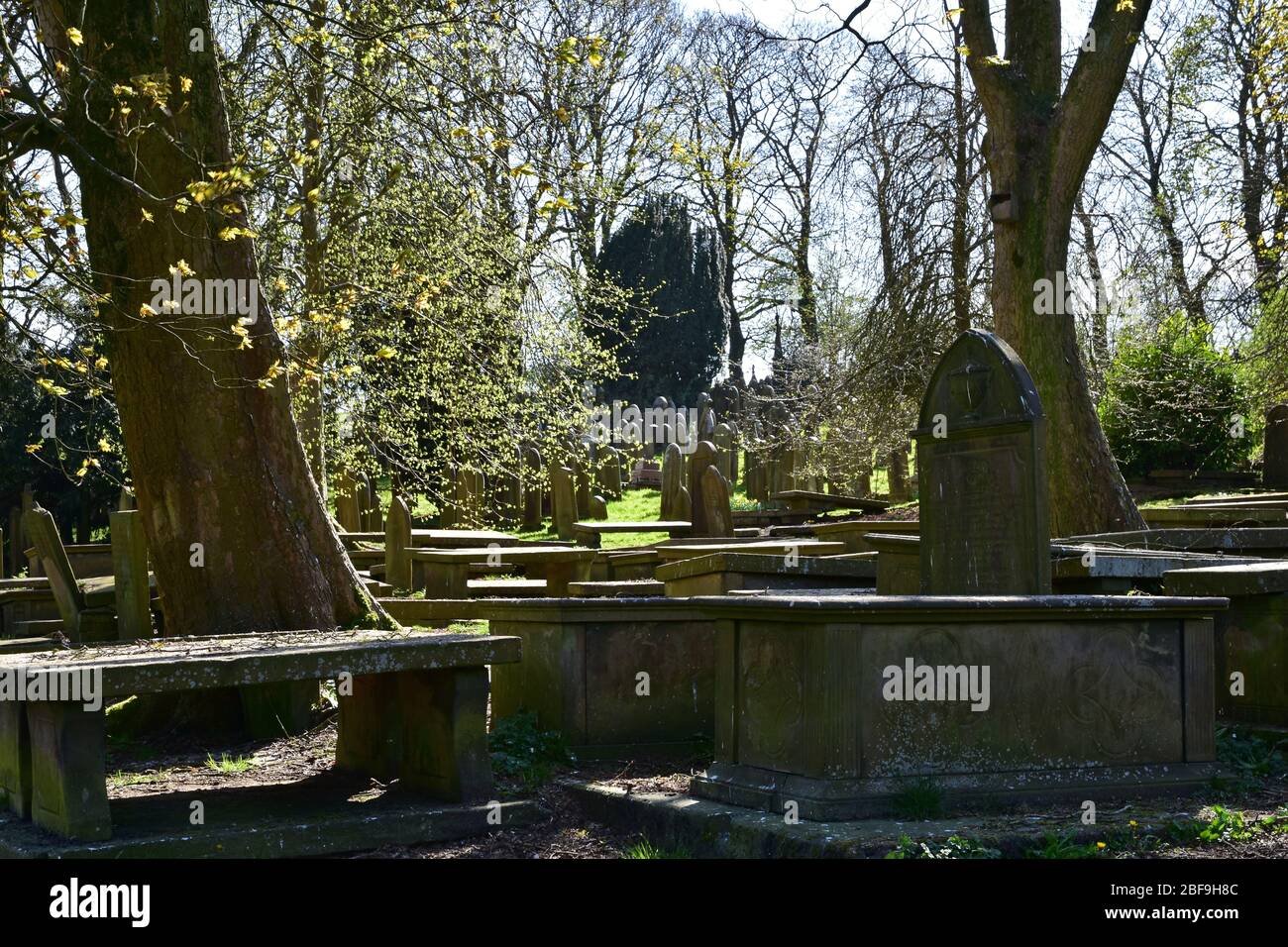 Haworth Parsonage Museum im Frühling Sonnenschein, Haworth, Bronte Country, West Yorkshire Stockfoto