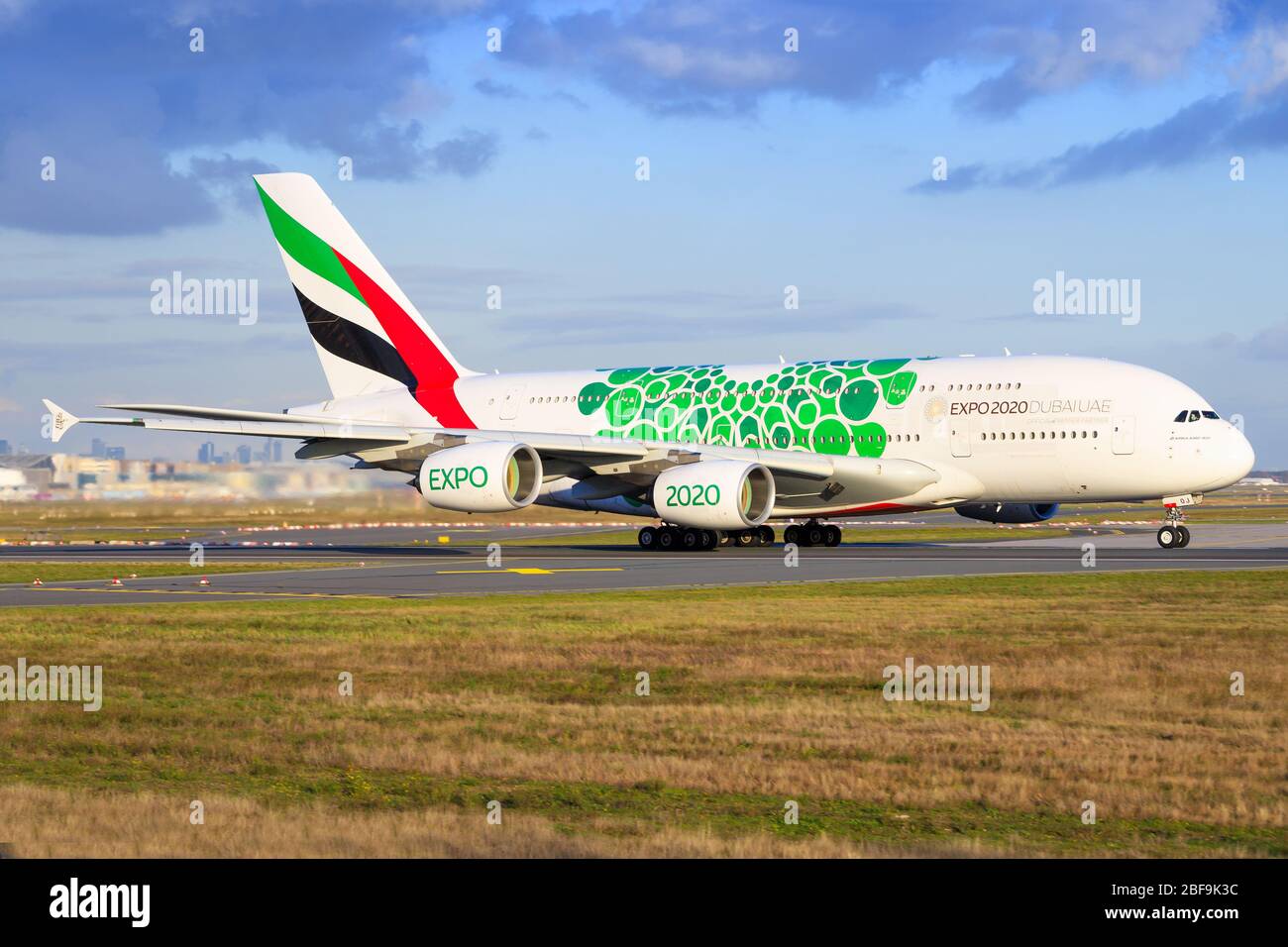 Frankfurt, Deutschland – 29. November 2019: Emirates A380 am Flughafen Frankfurt. Stockfoto