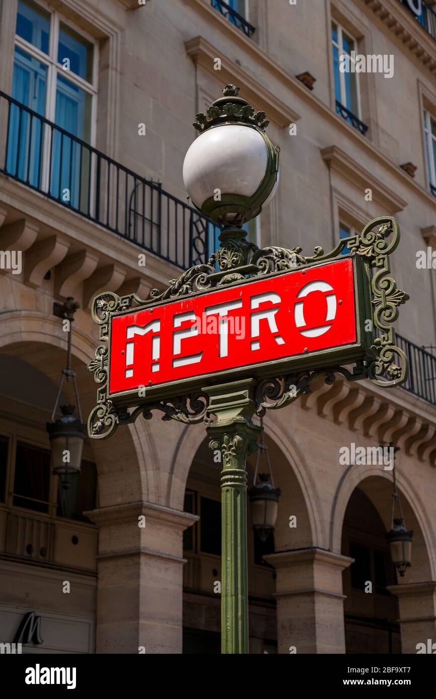 Paris Metro Zeichen, Paris, Frankreich Stockfoto
