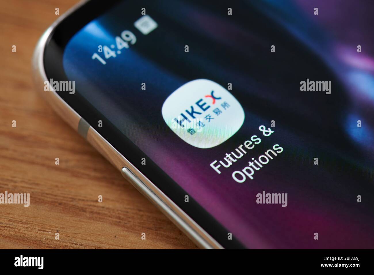 New-York , USA - 17. April 2020: Hong kong Börse App-Symbol Nahaufnahme auf dem Smartphone-Bildschirm Stockfoto