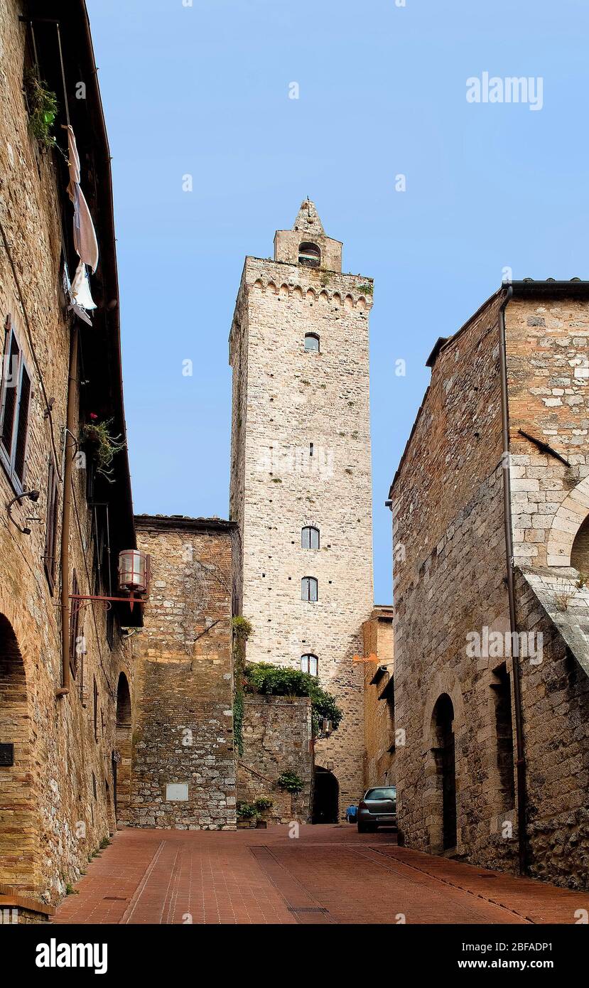 Torre Grossa in San Gimignano, Italien Stockfoto