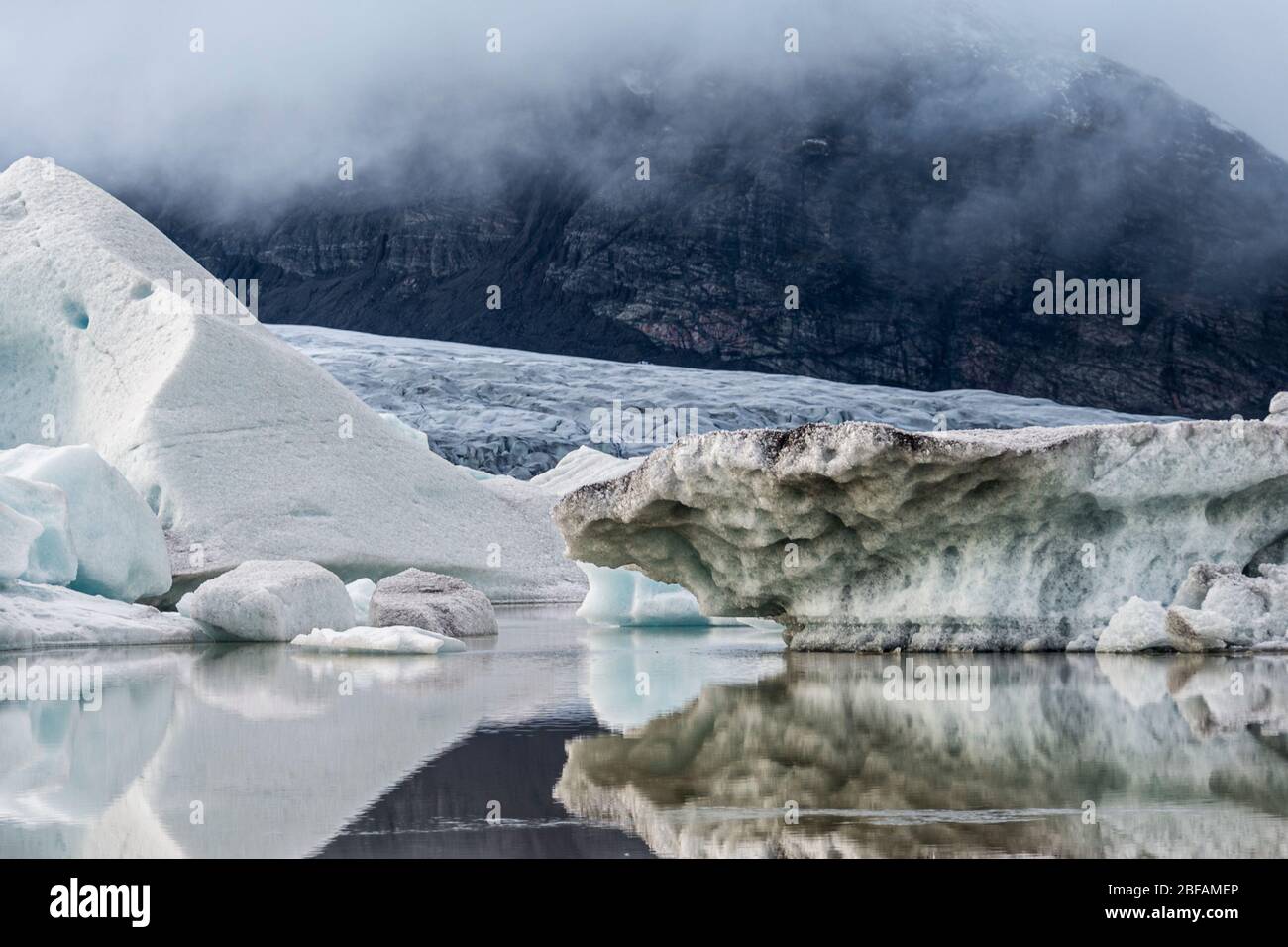 Fjallsarlon Gletscherzunge, Vatnajokull Nationalpark, Island Stockfoto
