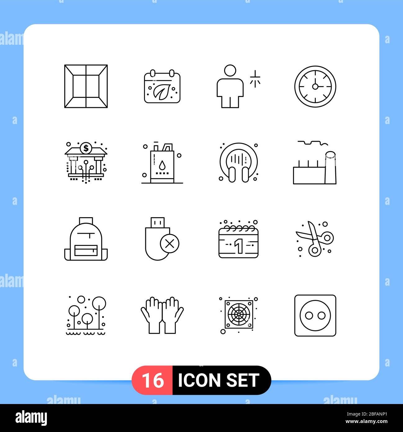 Set von 16 modernen UI-Symbole Symbole Symbole Zeichen für Bank, Zeit, Körper, Stoppuhr, Alarm editierbare Vektor Design-Elemente Stock Vektor