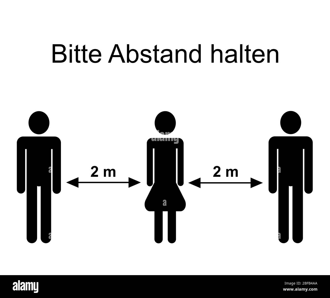 Sicherheitsabstand zwischen Menschen, symbolische Darstellung in einer Abbildung Stockfoto