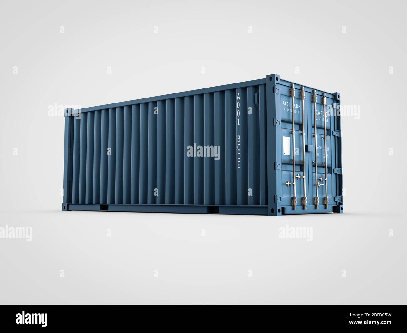 3d Abbildung von Frachtcontainer oder Versandcontainer für Logistik und Transport, inklusive Clipping-Pfad. Stockfoto