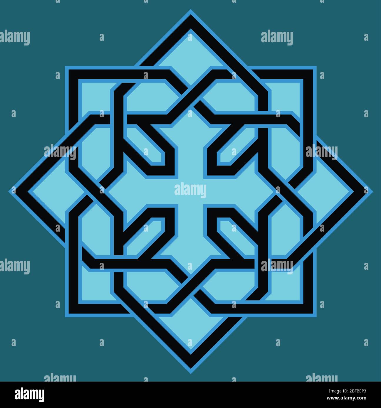 Koptisch gehörntes Kreuz Design dekorativ, arabisc und Muster, hohe Genauigkeit, NO.2.6 Stock Vektor