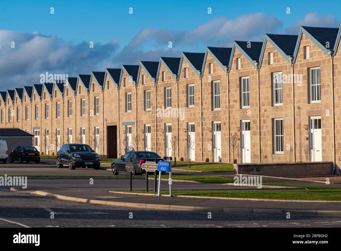 Crossover Road, Inverurie, Schottland, Großbritannien Stockfoto