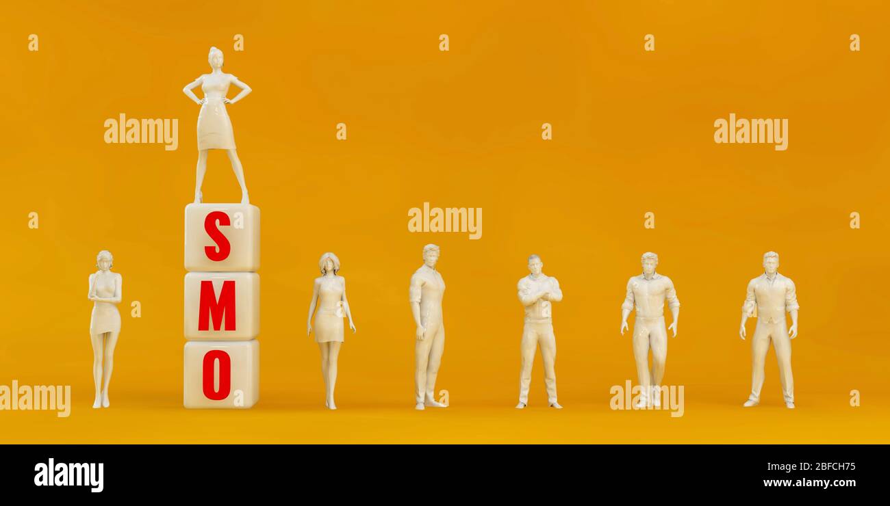 SMO Social Media Optimization Präsentationshintergrund in Orange und Rot Stockfoto