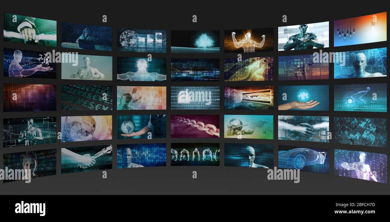 Multimedia Streaming und digitale Unterhaltung Video Konzept Stockfoto