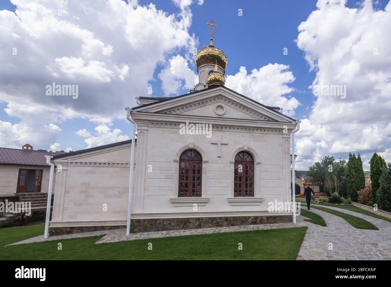 Kloster in Orheiul Vechi - historischer und archäologischer Komplex Orhei in Trebujeni über dem Fluss Raut, Moldawien Stockfoto