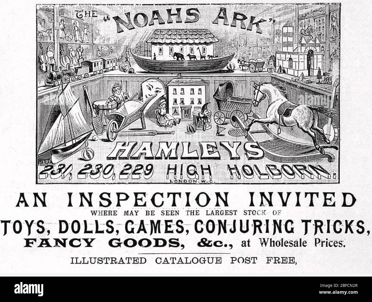HAMLYS Spielzeugladen Anzeige über 1870 vor dem Umzug in die Regent Street Stockfoto