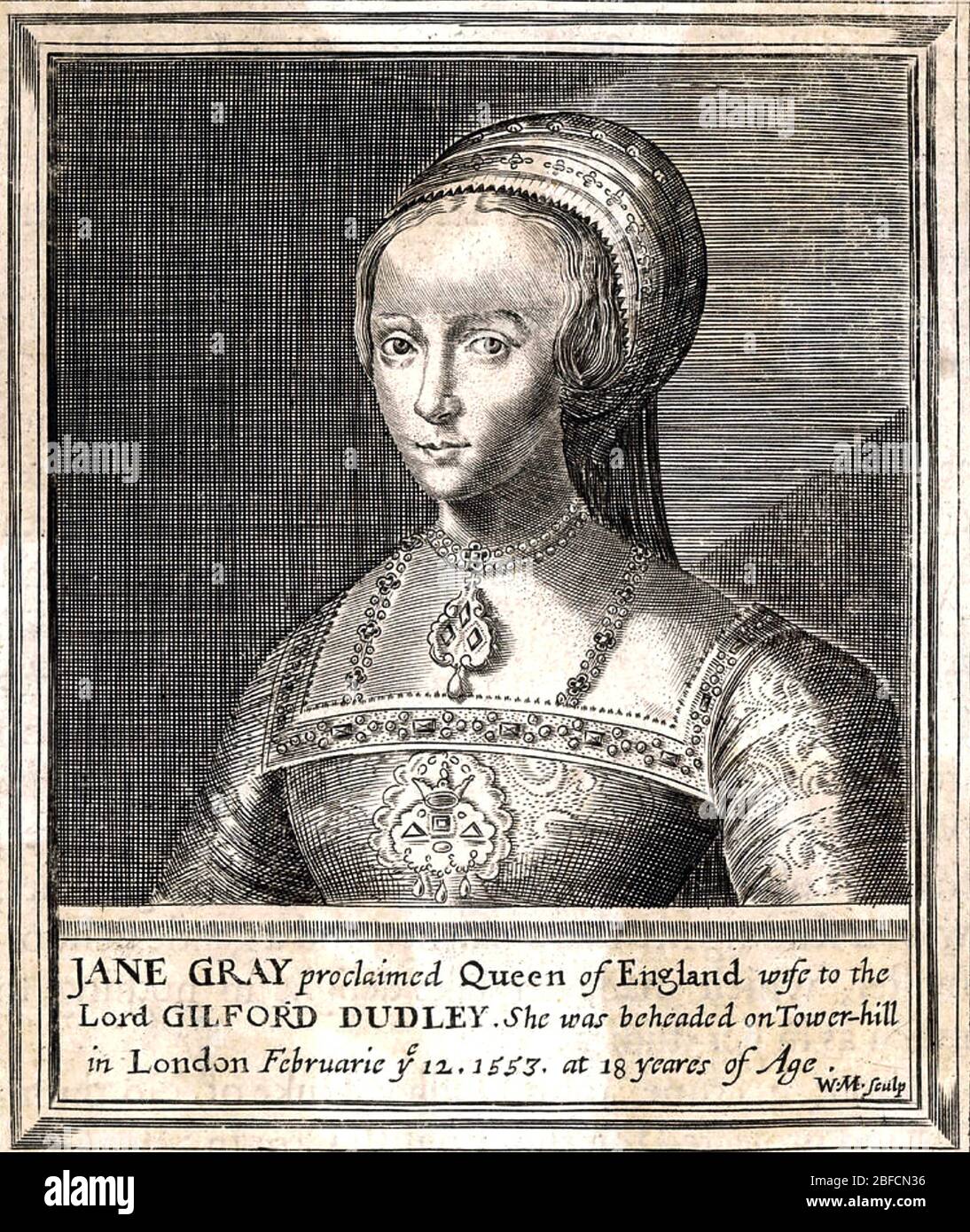 LADY JANE GRAU (c 1537- 1554) De-Fact Königin von England im Juli 1553 Stockfoto