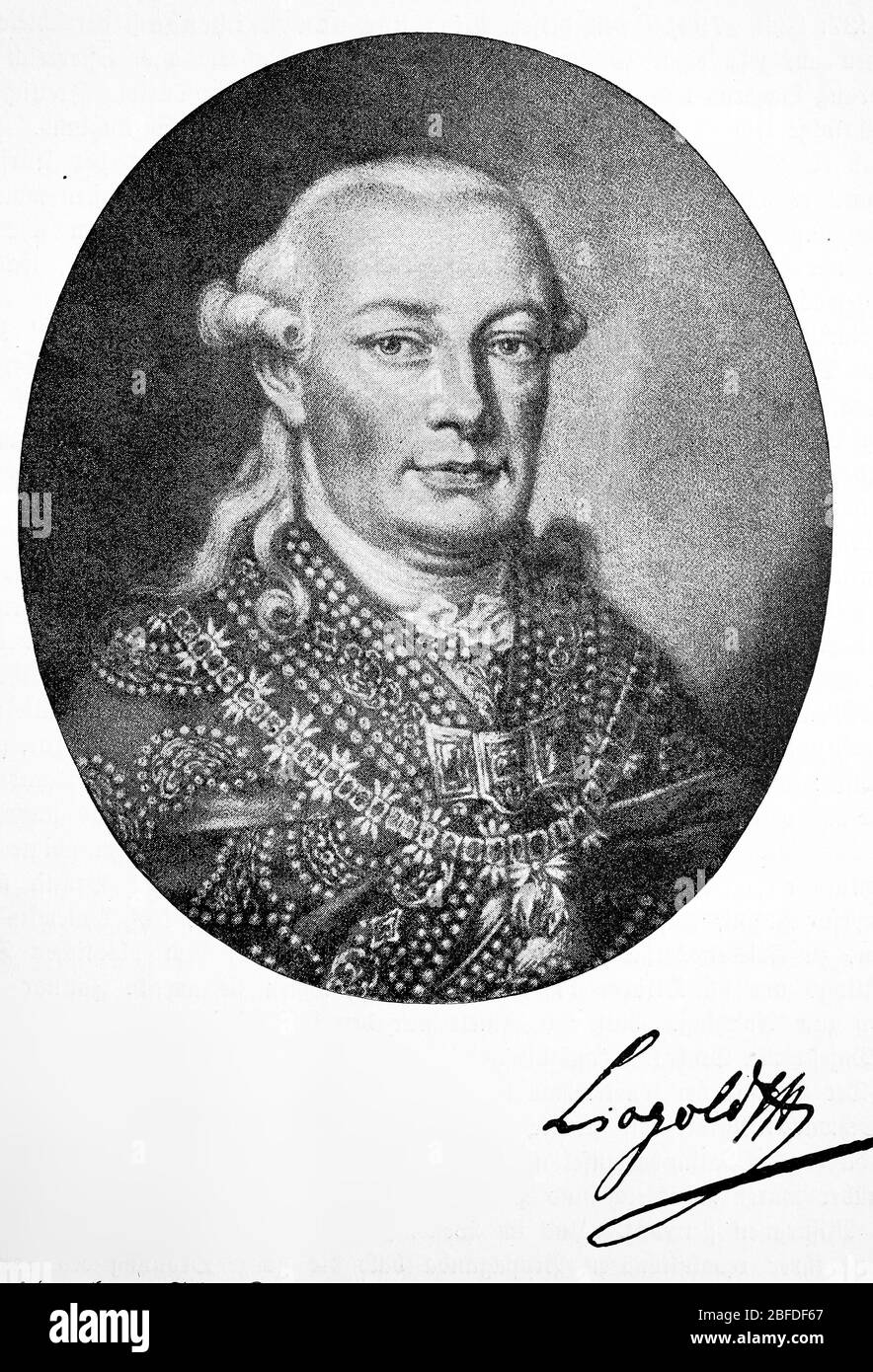 Leopold II., 5. Mai 1747 - 1. März 1792, war Erzherzog von Österreich aus dem Hause Habsburg-Lothringen, von 1765 bis 1790 (als Peter Leopold) Großherzog der Toskana und von 1790 bis 1792 Kaiser des Heiligen Römischen Reiches und König von Böhmen, Kroatien und Ungarn / Leopold II., 5. 1747. - 1. Mai. März 1792, war Erzherzog von Österreich aus dem Haus Habsburg-Lothringen, von 1765 bis 1790 (als Peter Leopold) Großherzog der Toskana sowie von 1790 bis 1792 Kaiser des Heiligen Römischen Reiches und König von Böhmen, Kroatien und Ungarn, historisch, historisch, digital verbesserte Reproduktion eines Original-Fr. Stockfoto