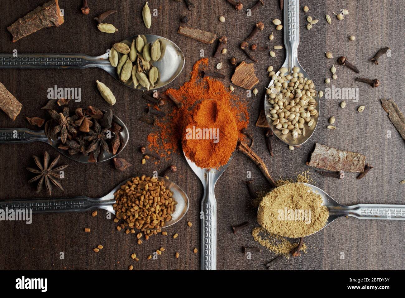 Desi Essen Gewürze Stockfoto