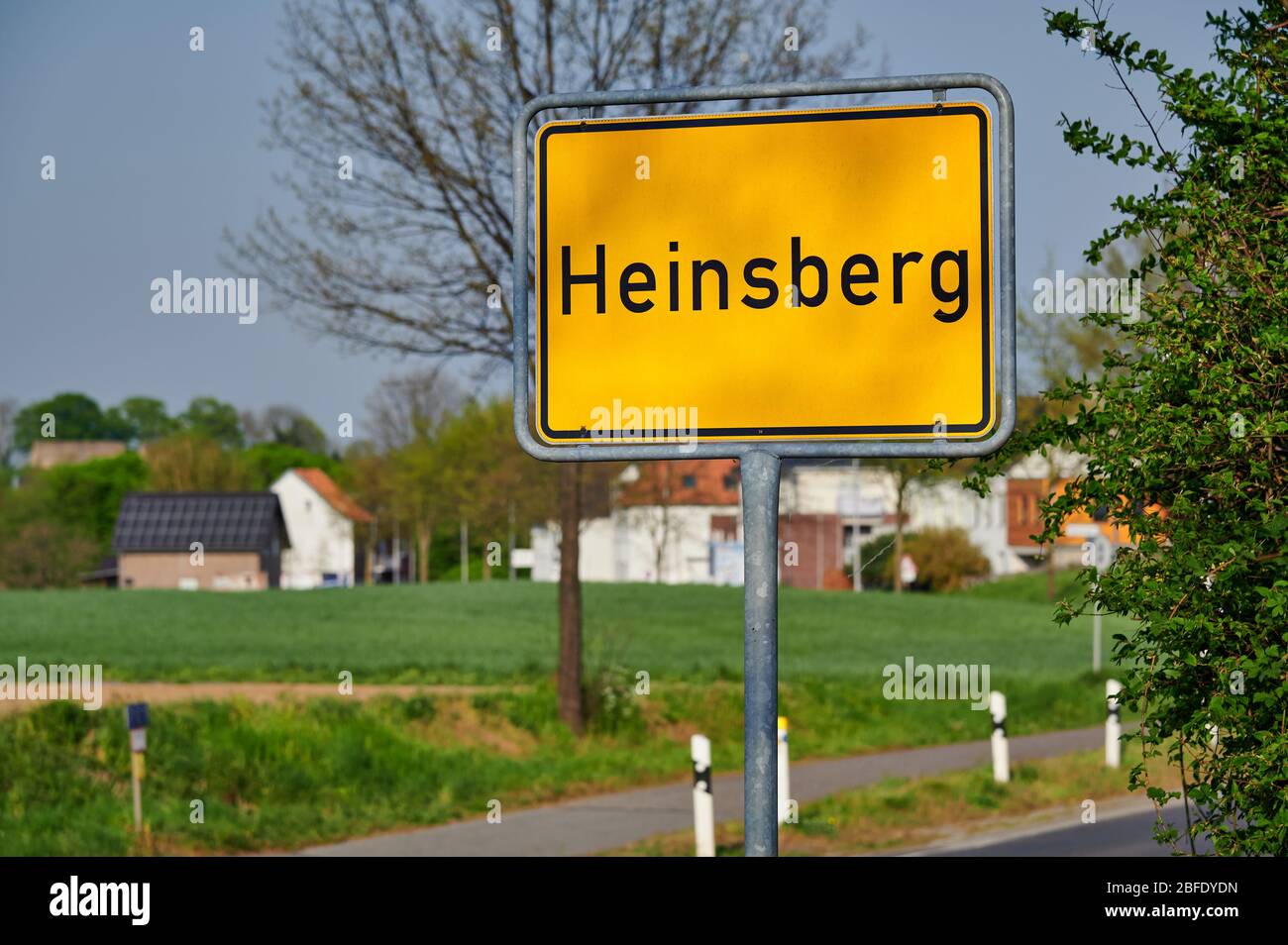 Stadtzeichen Heinsberg, Nordrhein-Westfalen, Deutschland, deutscher Hotspot des Corona-Virus und Ausbruch von Covid-19 Stockfoto