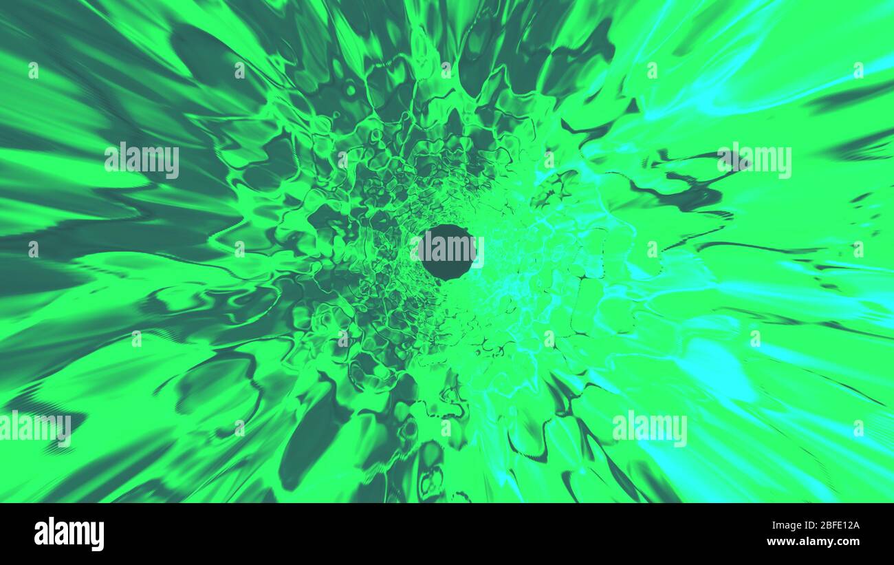 Graphic Resource für Spiraltunnel-Animation. Drehender, glühender Tunnel, der an dem Betrachter vorbeirast. Psychedelische Vortex Hintergrund Animation endlose Reise. Stockfoto
