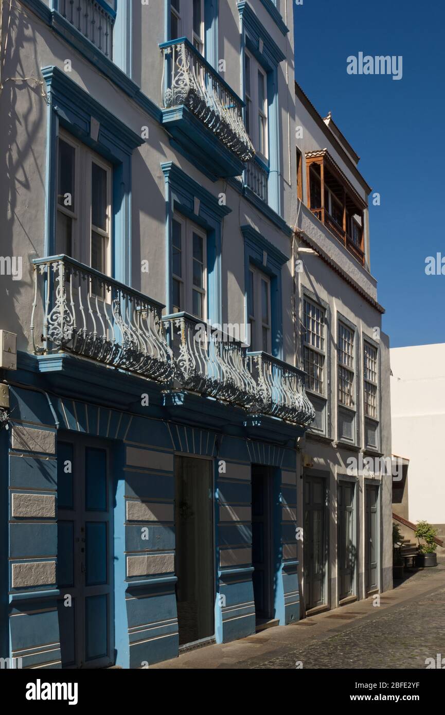 Einkaufsstraße (Alvarez de Abreu) in Santa Cruz, La Palma, Kanarische Inseln Stockfoto