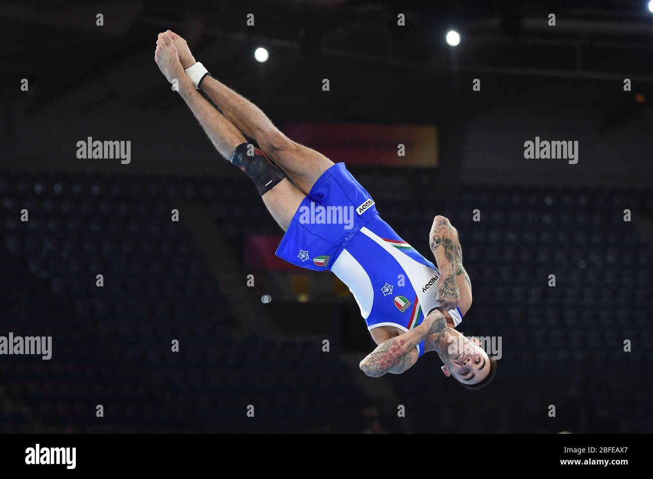 nicola bartolini (ita) am Boden während der Weltmeisterschaften im Kunstturnen, stuttgart (dt.), Italien, 04. Oktober 2019, Sportturnen Stockfoto