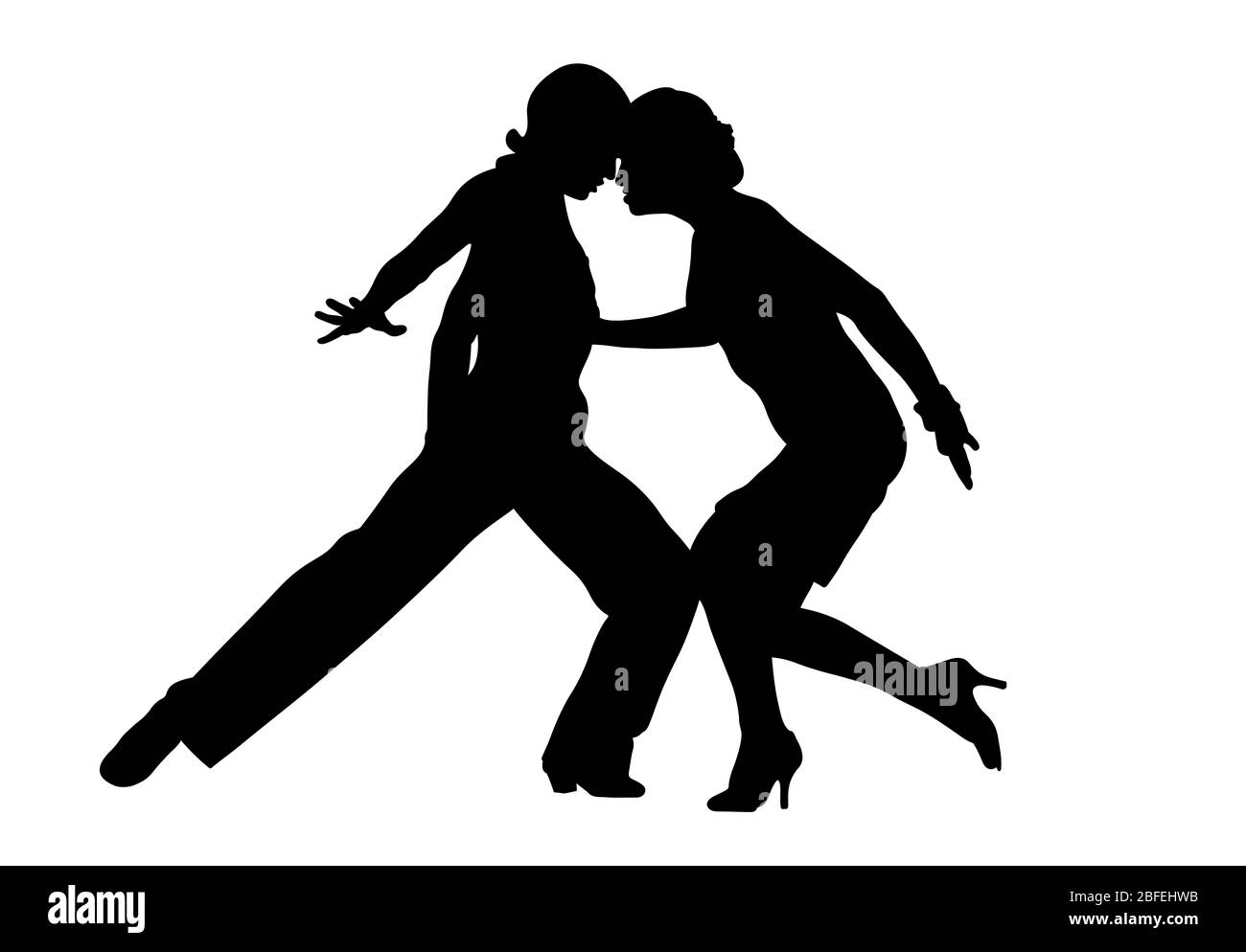 Ballsaal tanzen schwarze Silhouette Leidenschaft paar Tänzer Stockfoto