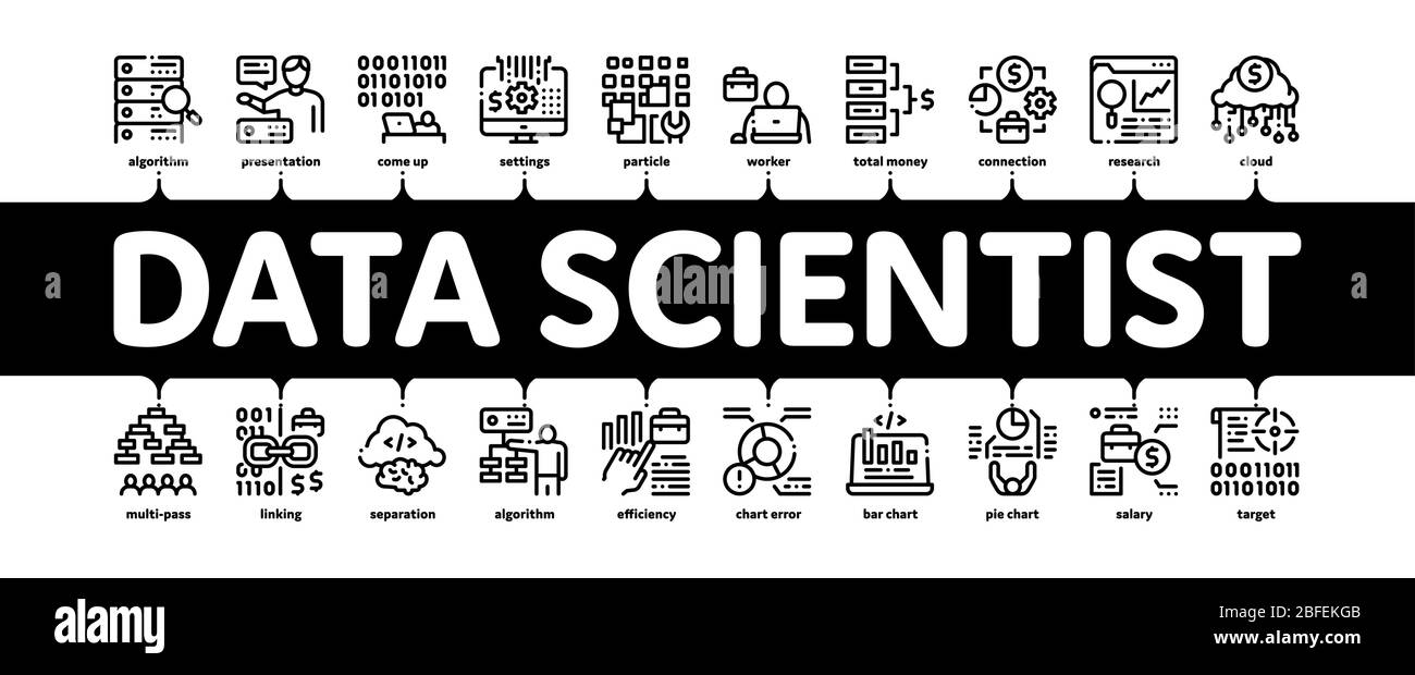Data Scientist Worker Minimal Infographic Banner Vector Stock Vektor