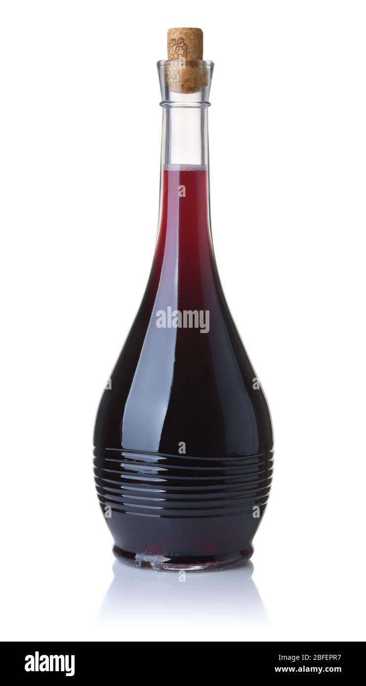 Vorderansicht der hausgemachten Rotwein Flasche isoliert auf weiß Stockfoto