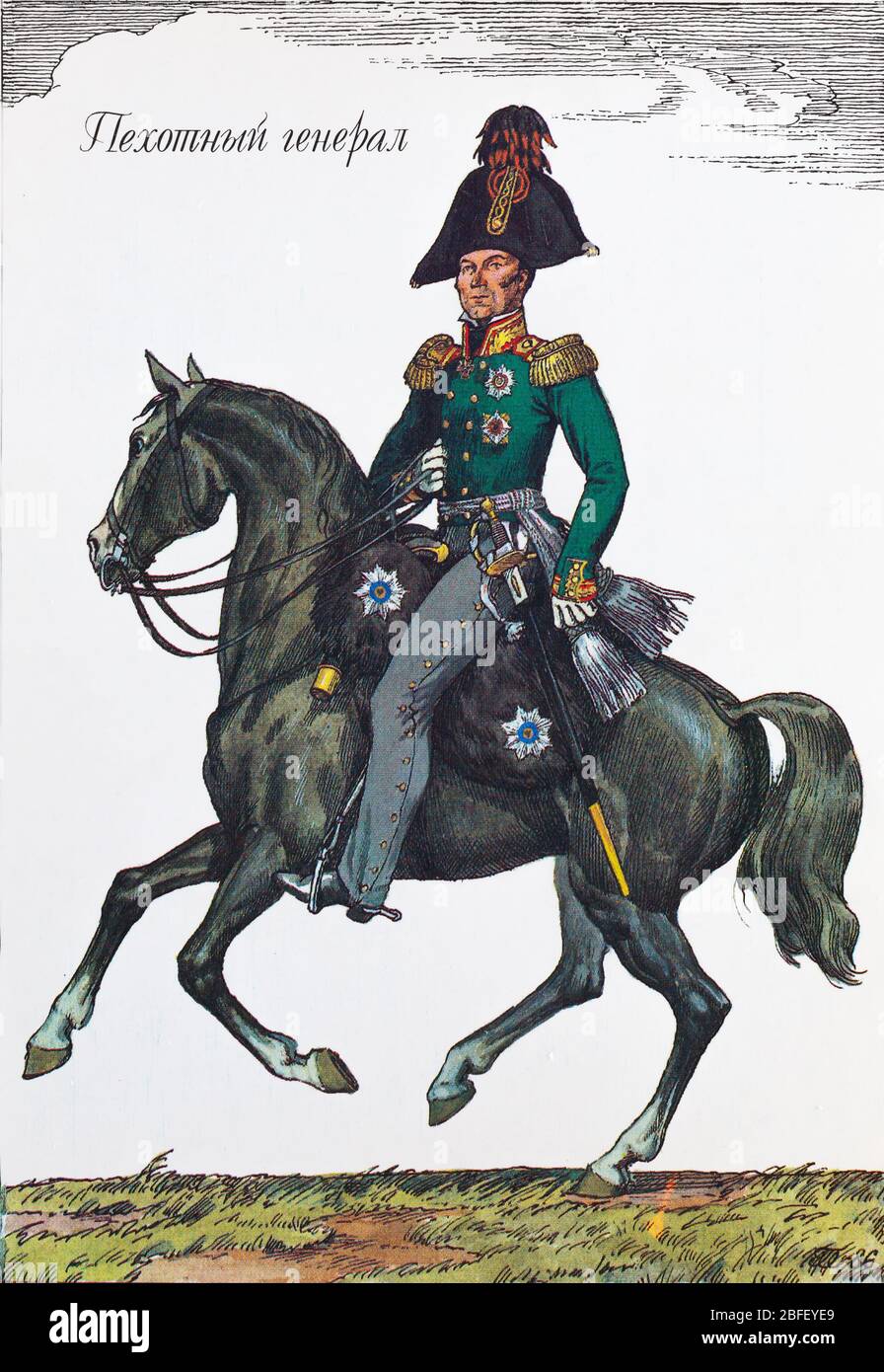 Infanterie General, 1812, 19. Jahrhundert russische Armee Uniform, Russland Stockfoto