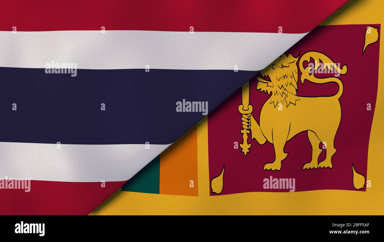 Zwei Staatsflaggen von Thailand und Sri Lanka. Qualitativ hochwertiger Hintergrund. 3d-Darstellung Stockfoto