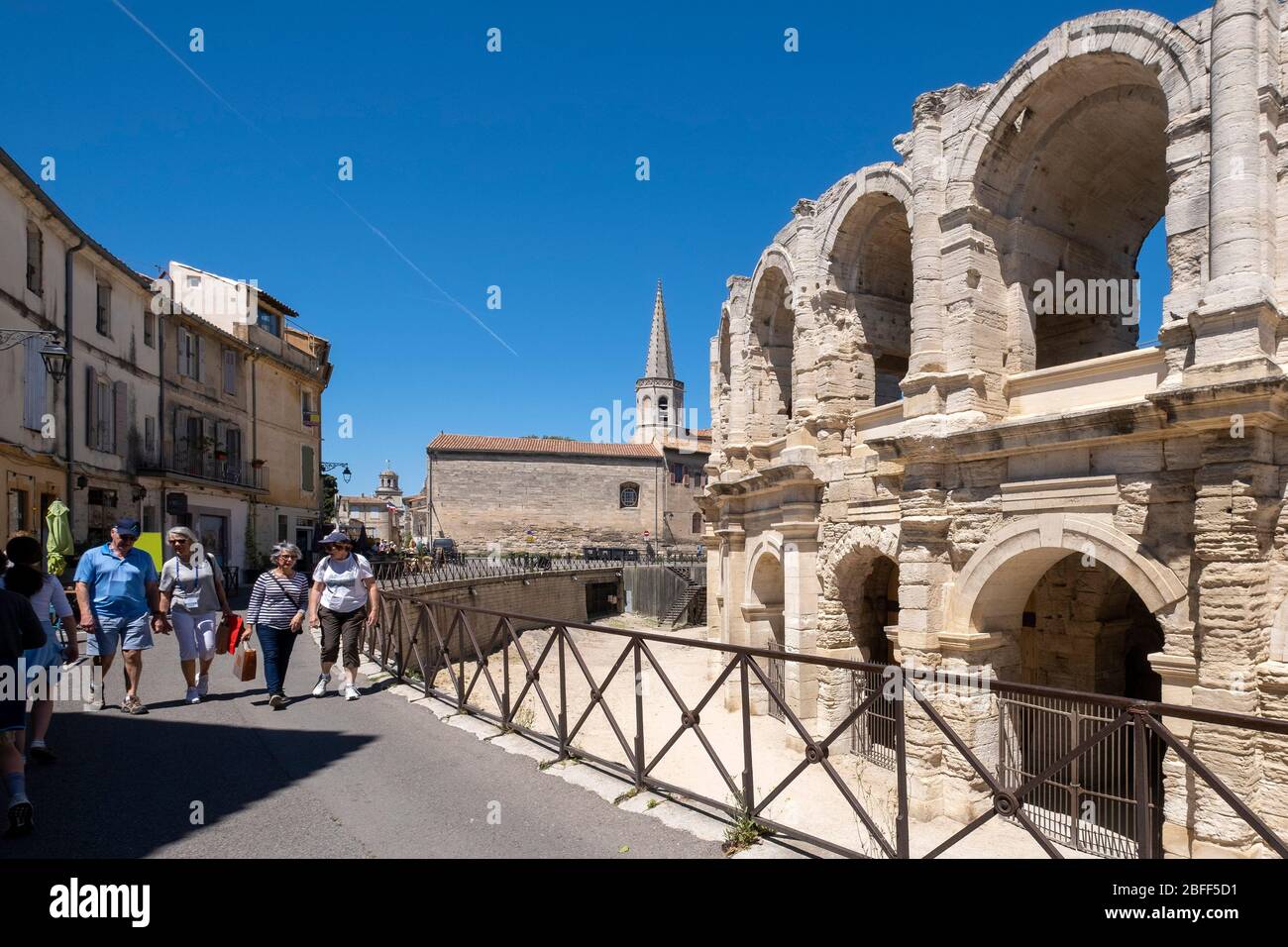 Römisches Amphitheater in Arles, Frankreich, Europa Stockfoto