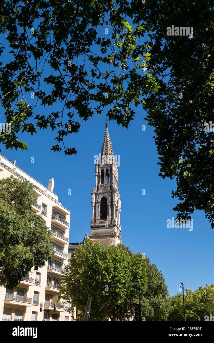 Église Sainte Perpétue Kirchturm in Nimes, Frankreich, Europa Stockfoto