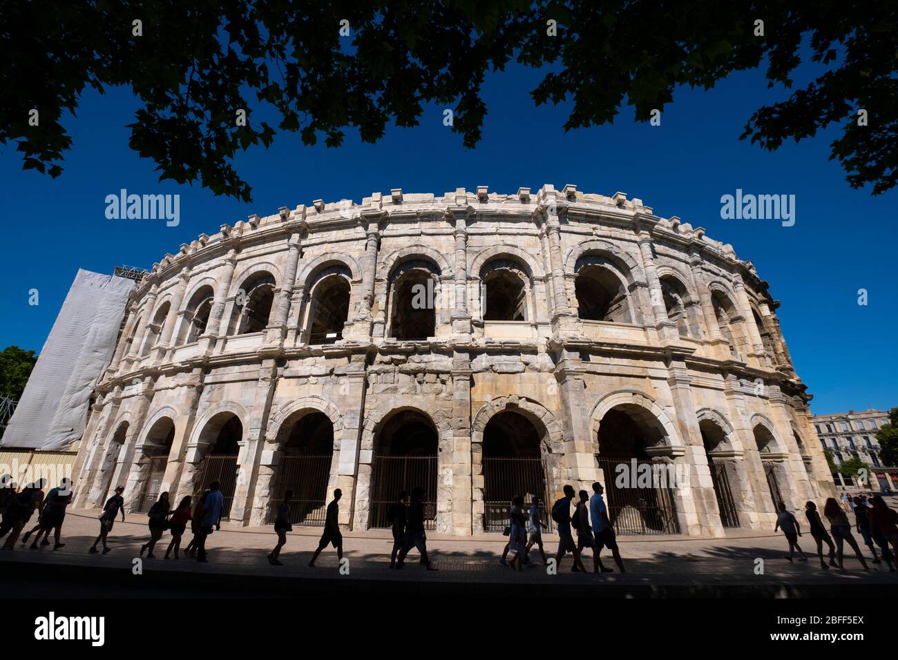 Arena von Nîmes römisches Amphitheater in Nimes, Frankreich, Europa Stockfoto