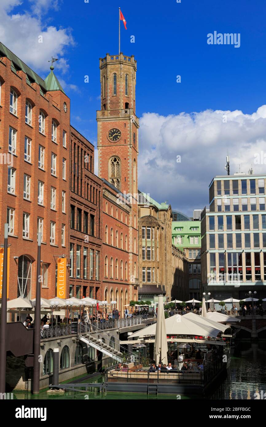 Cafés am Bleichen Kanal, Hamburg, Deutschland, Europa Stockfoto