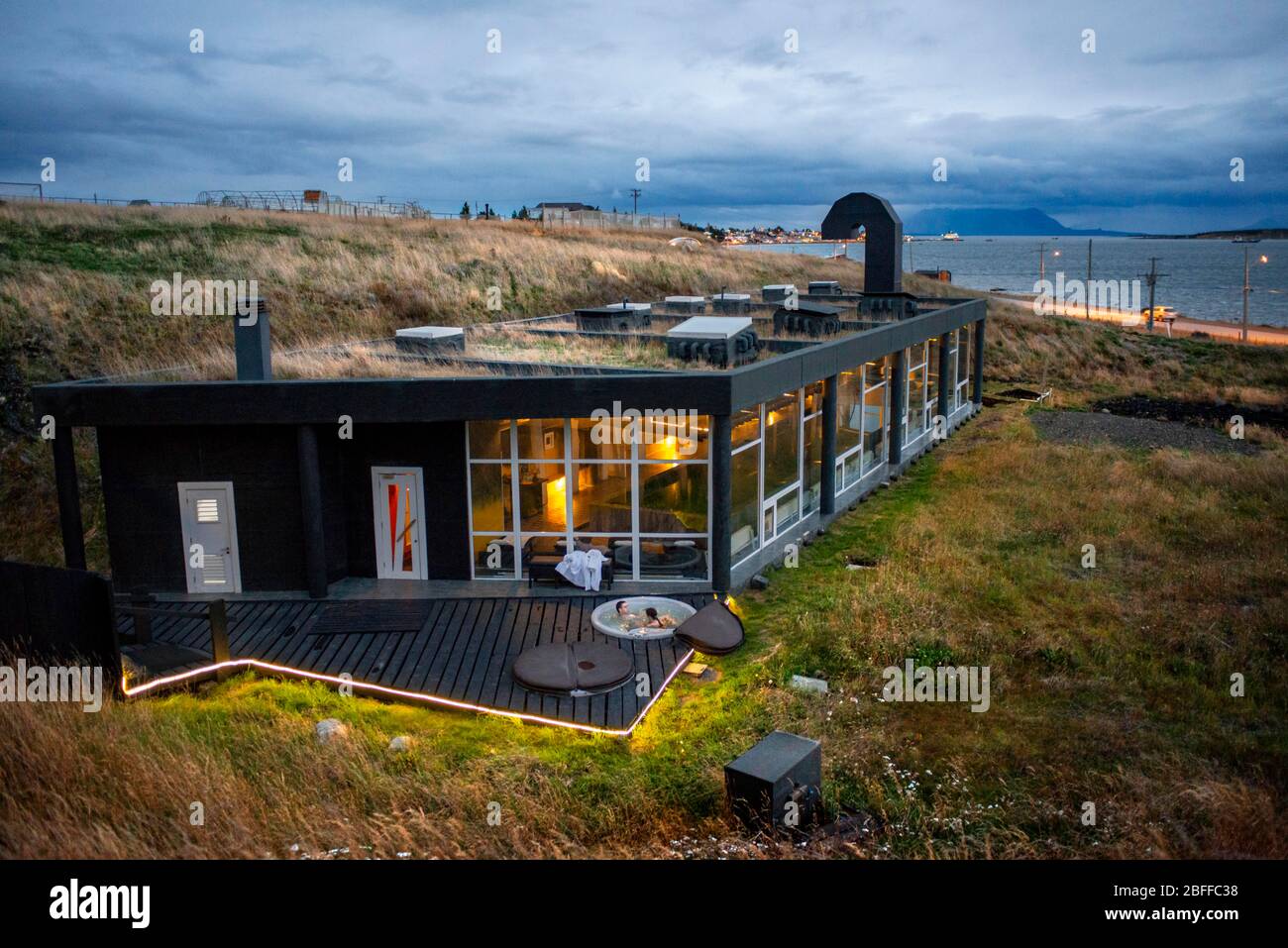Spa des Hotel Remota Hotel, Puerto Natales, Ultima Esperanza Bay, Magallanes Region Patagonien, Chile Stockfoto