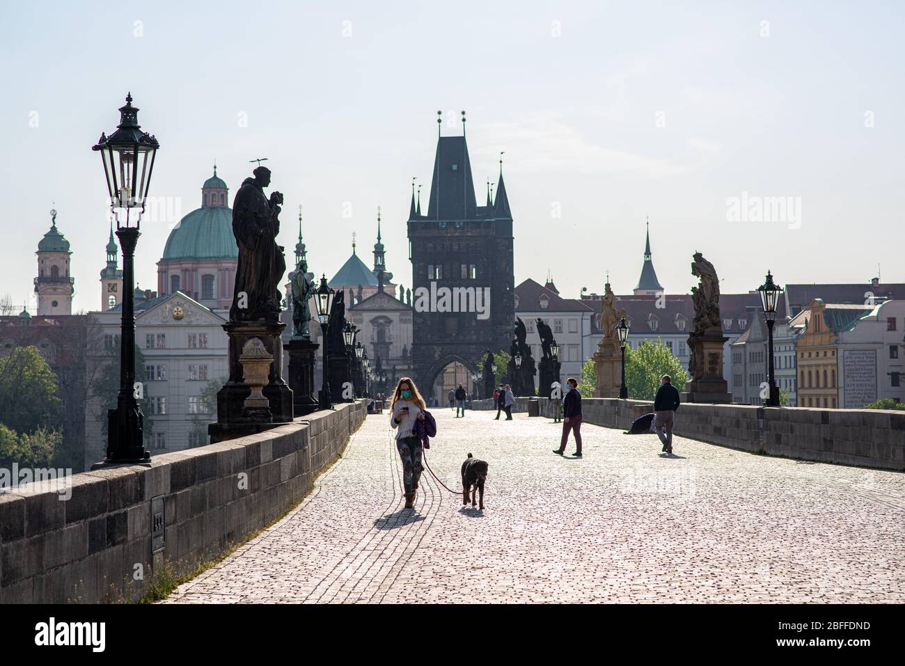 Leere Straßen von Prag während der Coronavirus-Pandemie Stockfoto