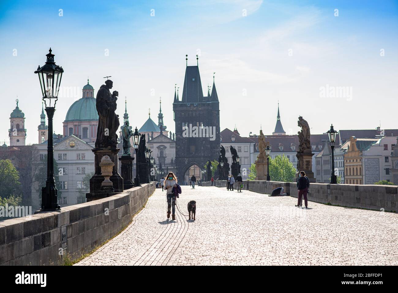 Leere Straßen von Prag während der Coronavirus-Pandemie Stockfoto