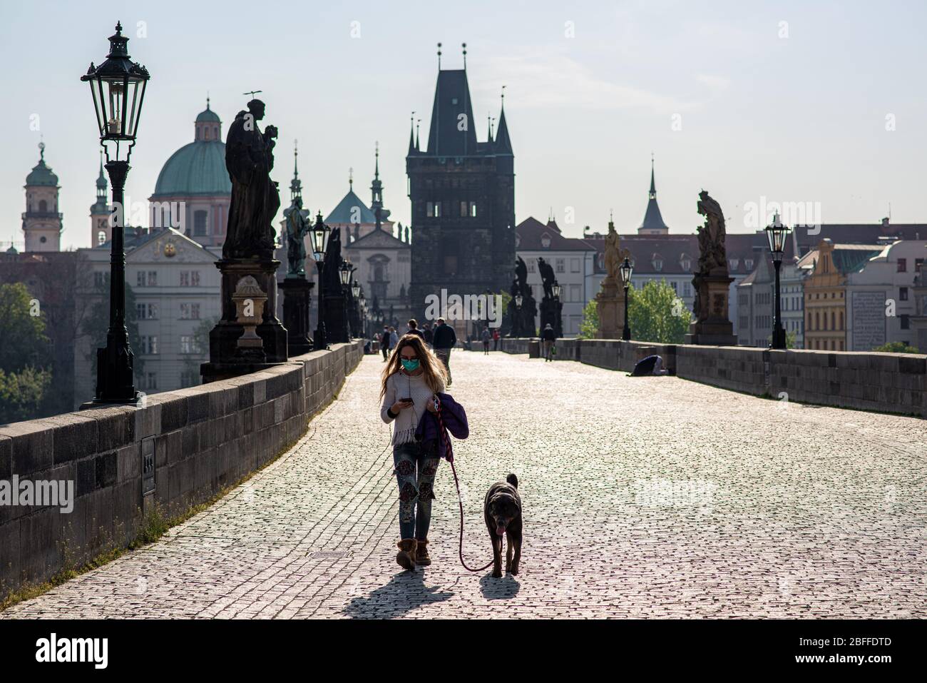 Leere Straßen von Prag während der Coronavirus-Pandemie Stockfoto
