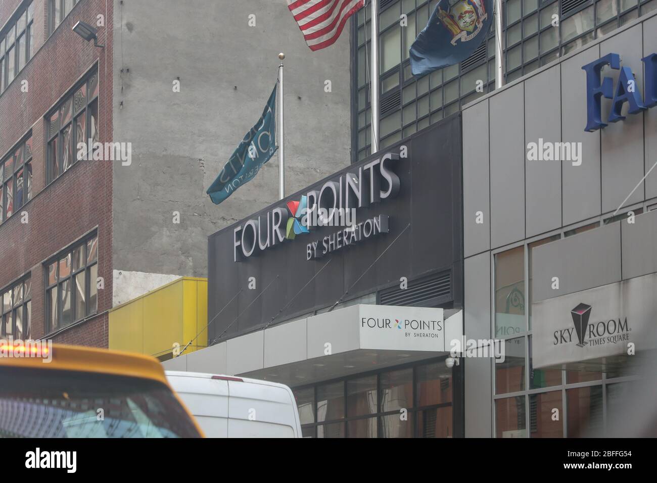 Der Eingang von Four Points by Sheraton New York Downtown - Marriott Hotels. Stockfoto