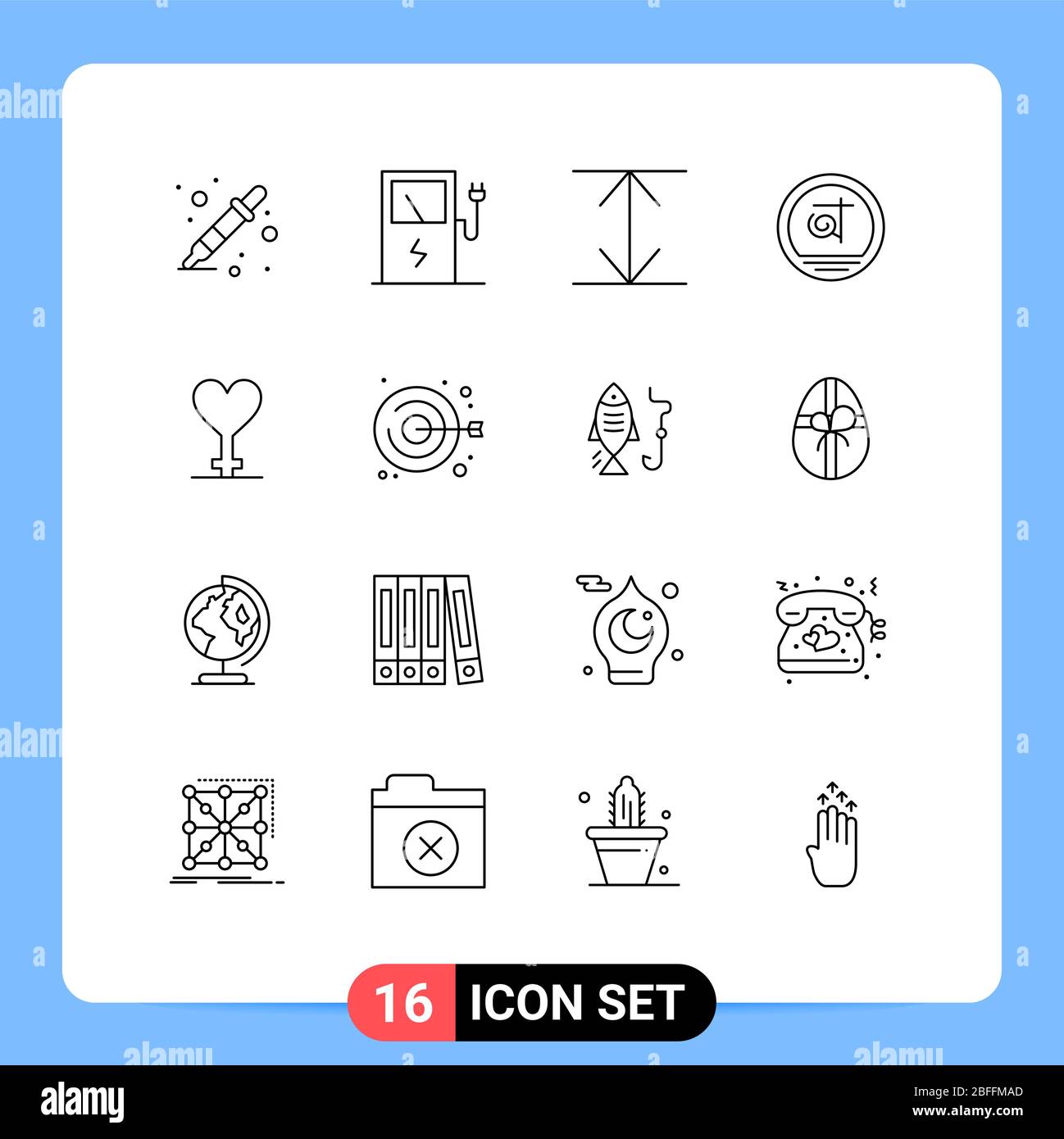 User Interface Pack von 16 grundlegende Konturen von Stickerei, Symbol, erweitern, Geschlecht, Business editierbare Vektor Design-Elemente Stock Vektor