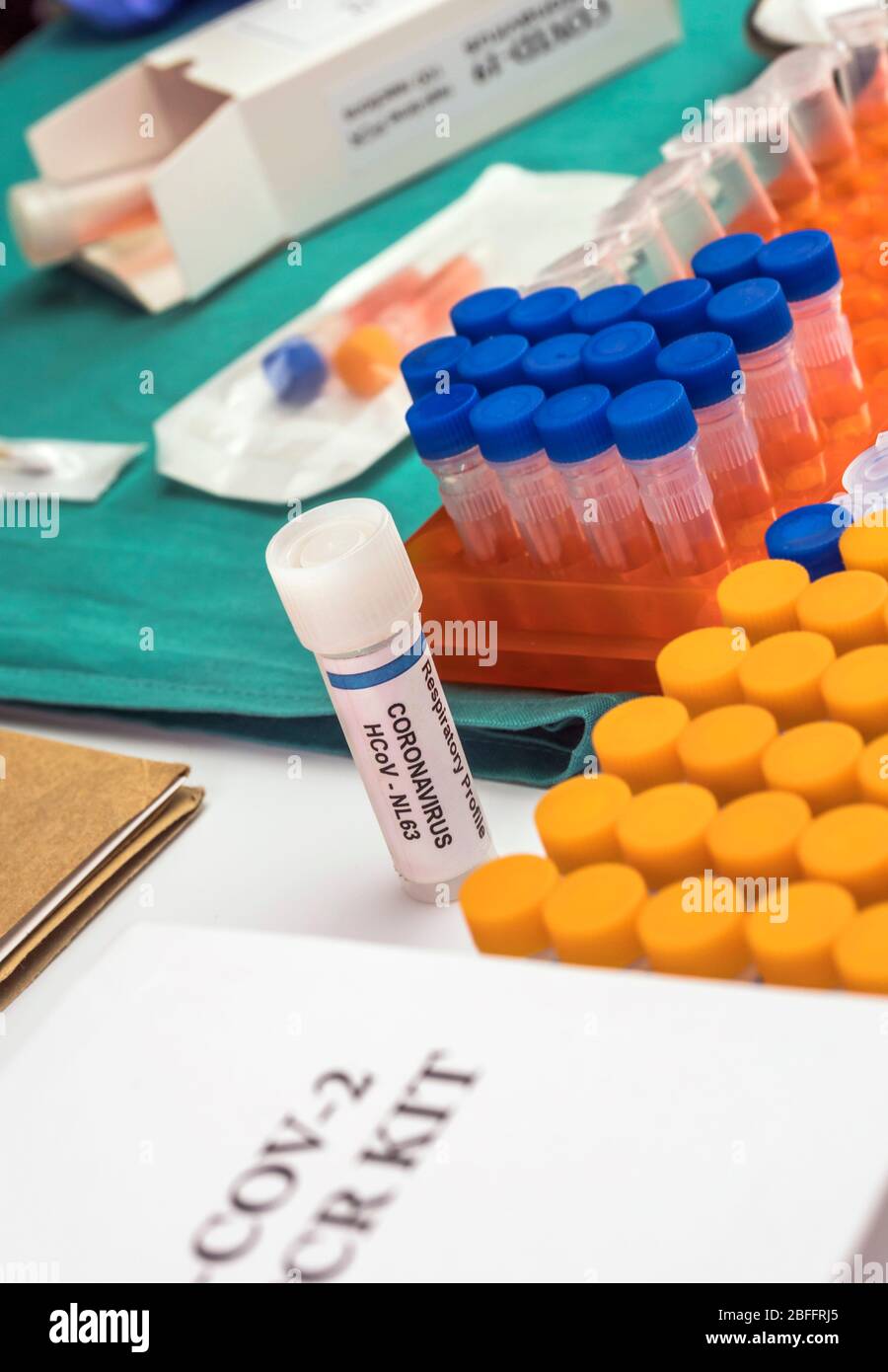 Neuartiges Coronavirus 2019 nCoV pcr-Diagnose-Kit. Dies ist RT-PCR-Kit zum Nachweis von 2019-nCoV oder Virus-Präsenz in klinischen Proben, Conceptua Stockfoto