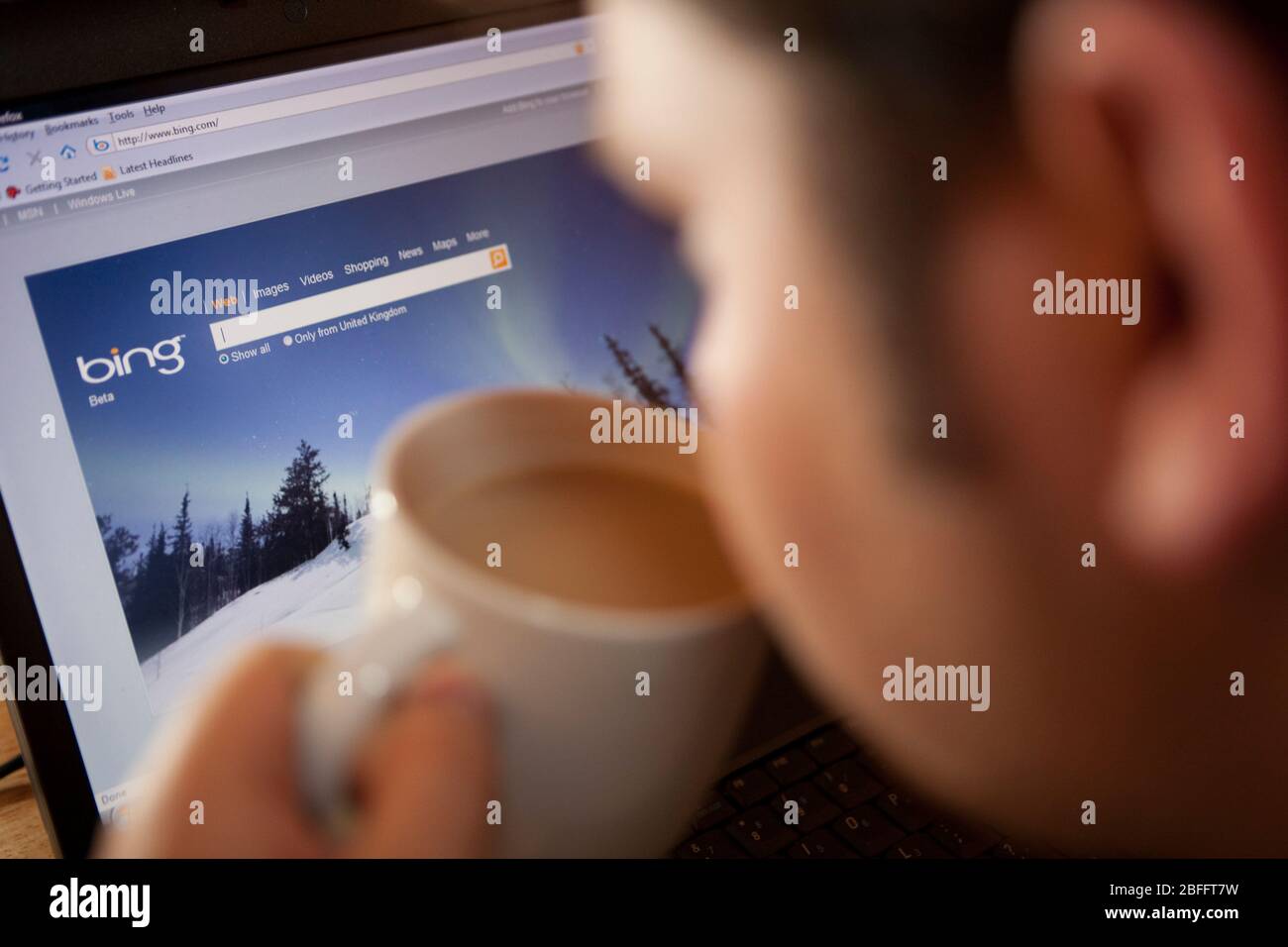 Anschauliches Bild der Bing-Website. Stockfoto