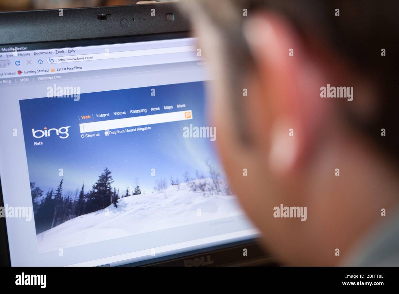 Anschauliches Bild der Bing-Website. Stockfoto