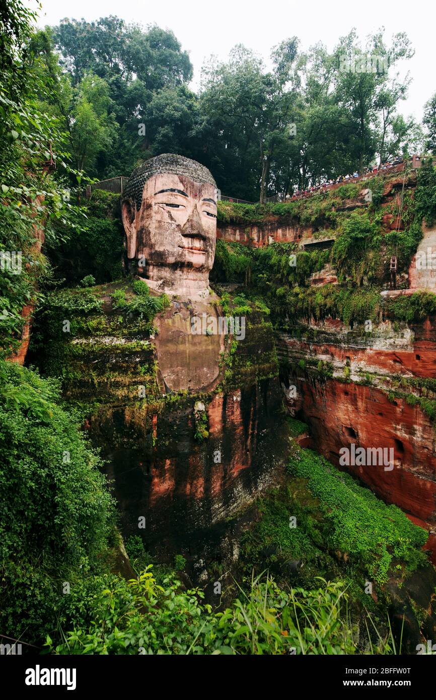 Leshan Giant Buddha in der Provinz Sichuan, China. Größter Buddha der Welt. Stockfoto