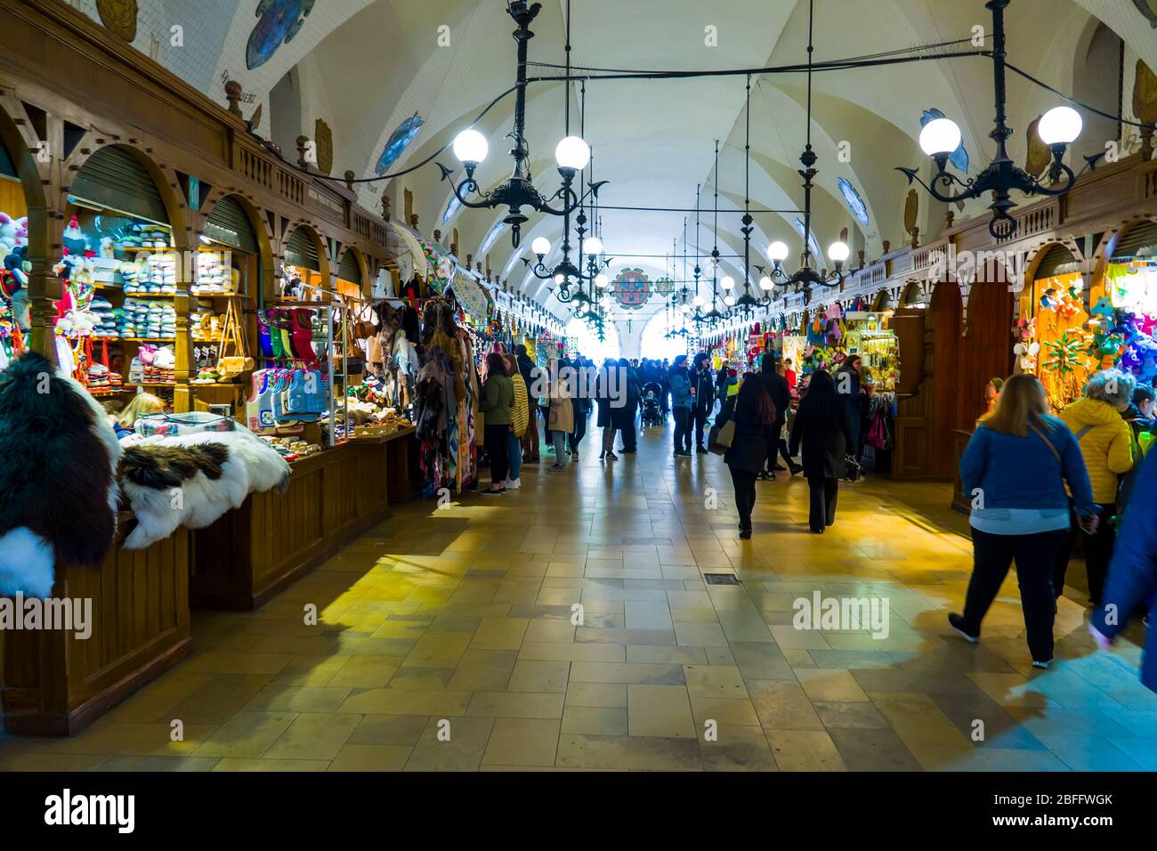 Tuchhallen Innere Alte Hauptplatz Krakau Polen Europa EU Stockfoto