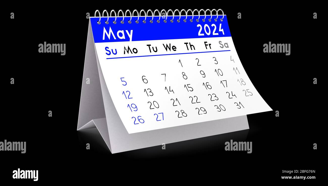Mai 2024 - Tischkalender - 3D-Abbildung Stockfoto