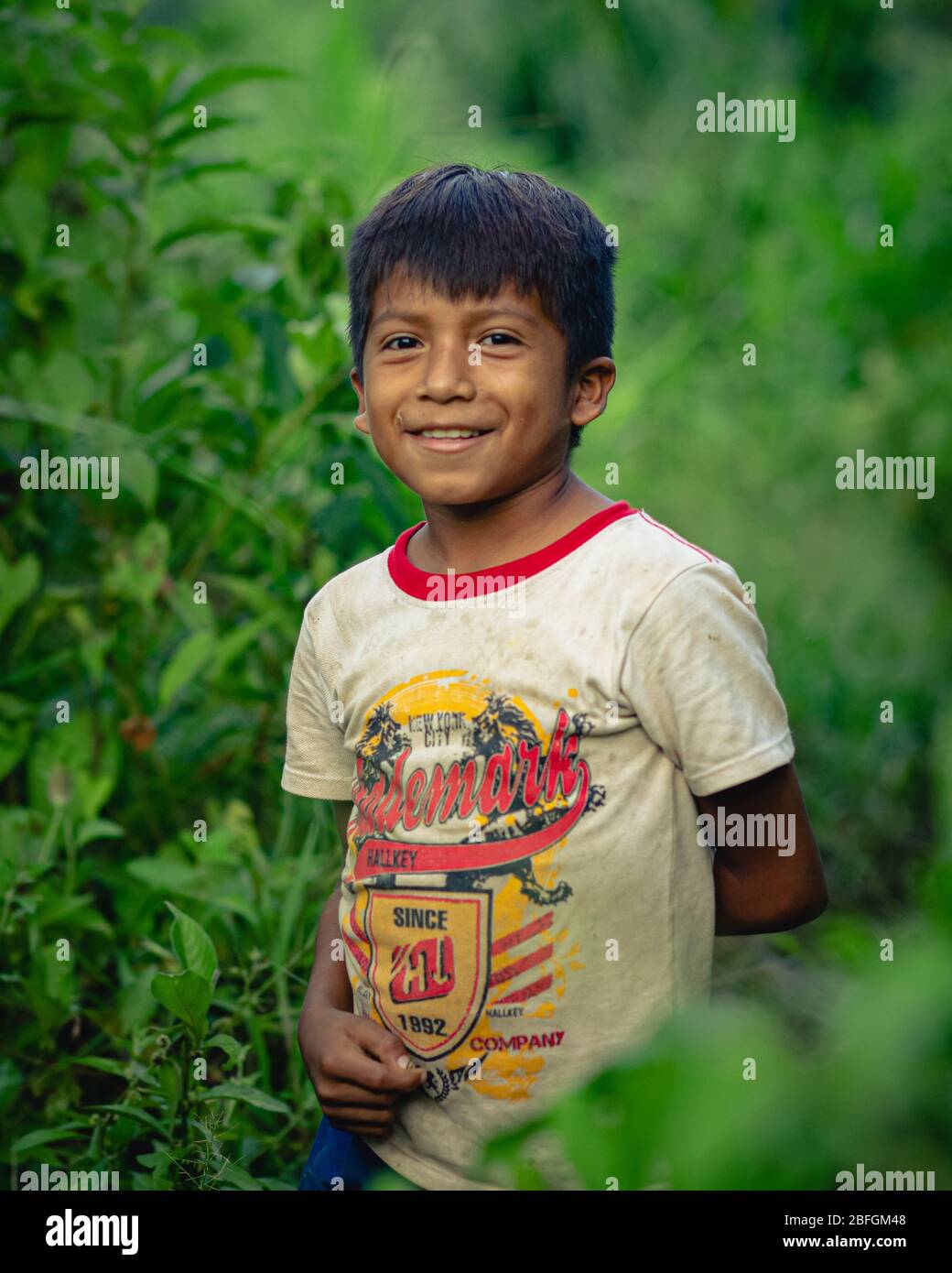 Shuar Indigene Gemeinschaft im Amazonas, Ecuador Stockfoto