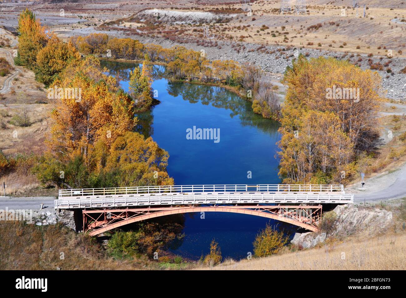 Alte Eisenbrücke in der Nähe von Twizel, Südinsel, Neuseeland Stockfoto