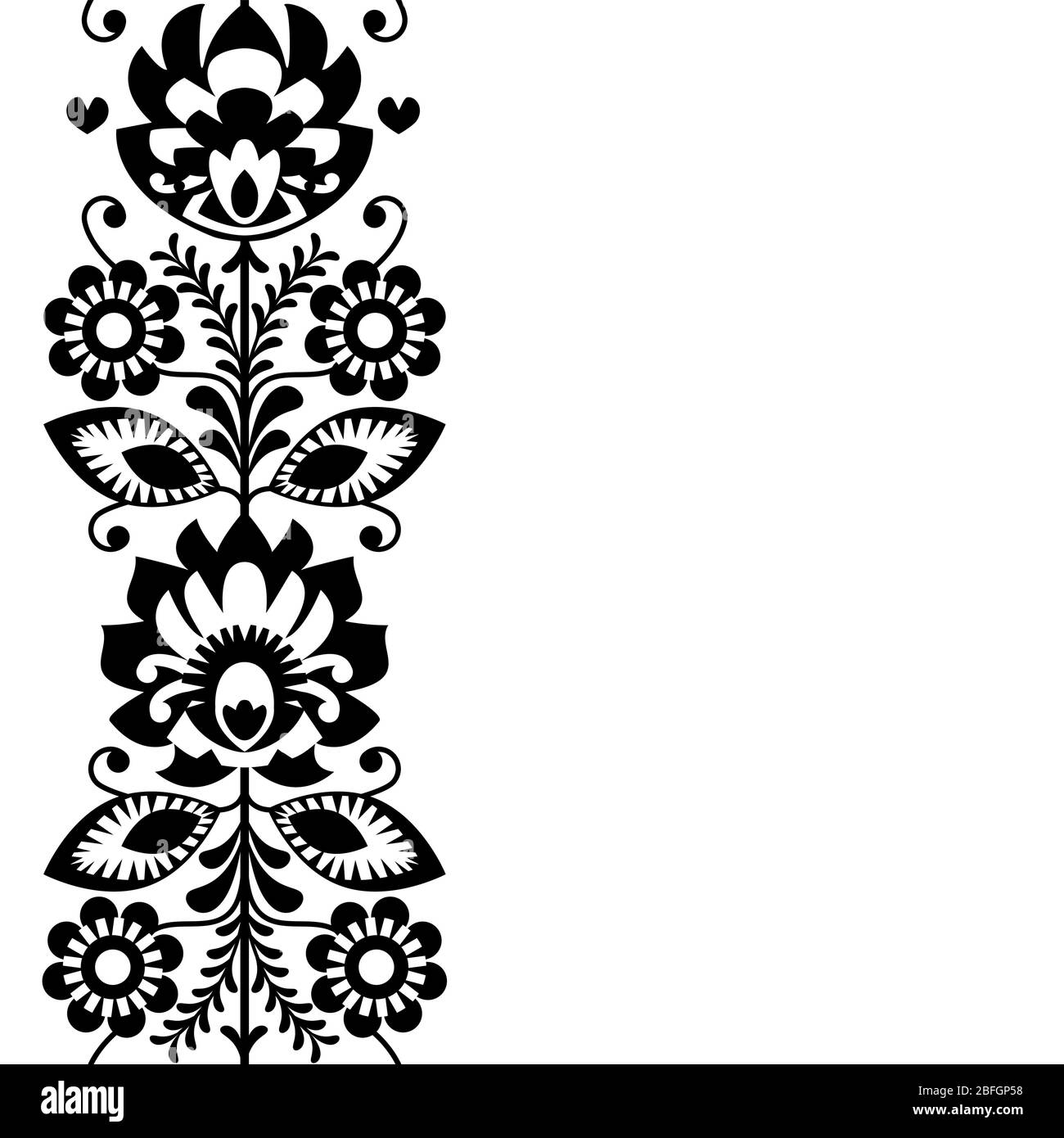Volkskunst Design Form Polen, Vektor-Grußkarte oder Einladung - Polnische traditionelle Muster mit Blumen - Wycinanki Lowickie Stock Vektor