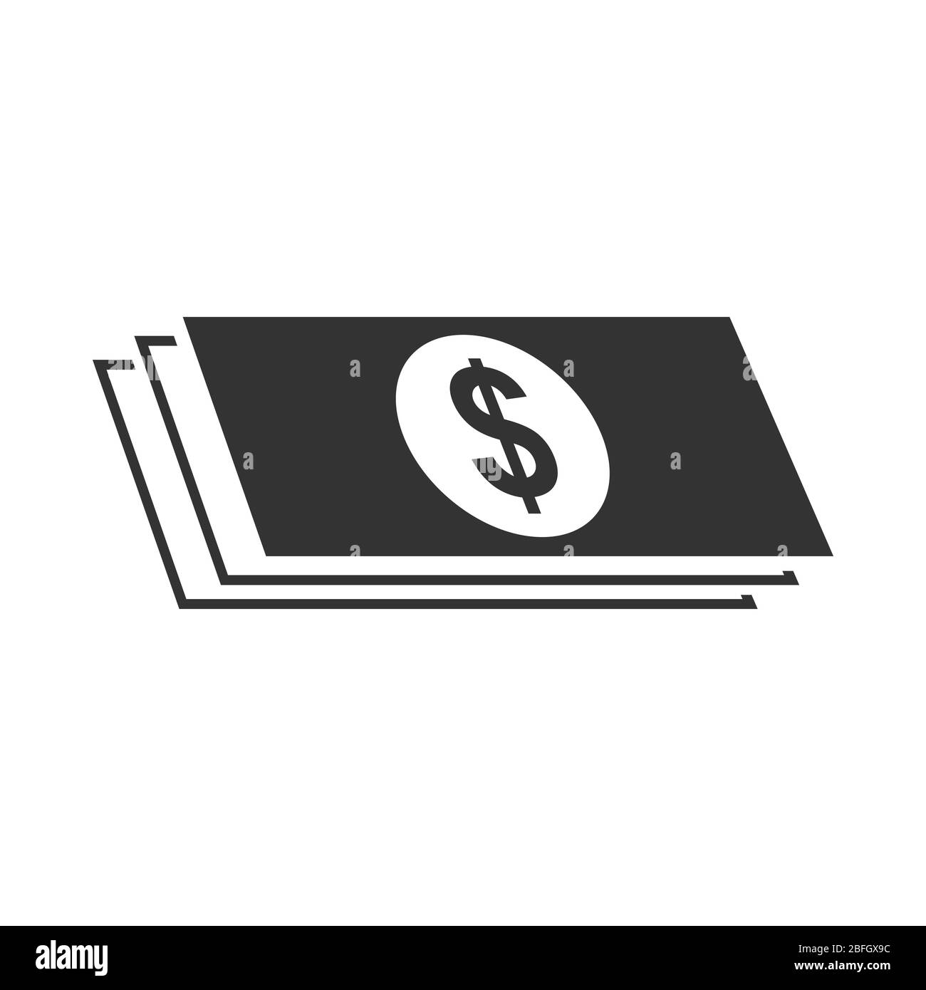 VektorSymbol des Geldes. Banknote und Geldzeichen. Vorlage für die