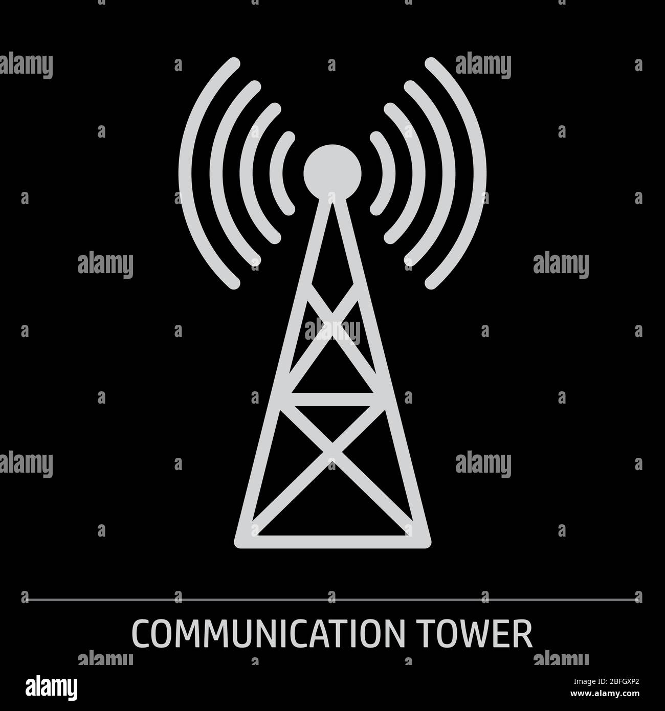 Communication Tower Symbol-Abbildung auf grauem Hintergrund mit Etikett Stock Vektor